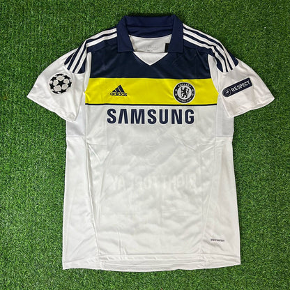 Raul Meireles #16 Chelsea 2011 2012 Champions League White Yellow Retro Football Jersey