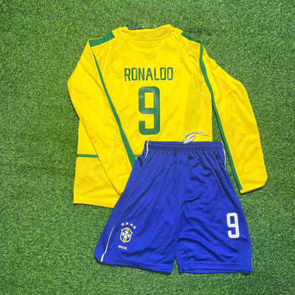 Brazil World Cup 2002 Ronaldo Nazario Long Sleeve Football Jersey