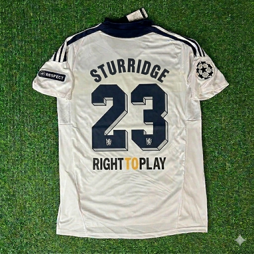 Daniel Sturridge #23 Chelsea 2011 2012 Champions League White Yellow Retro Football Jersey