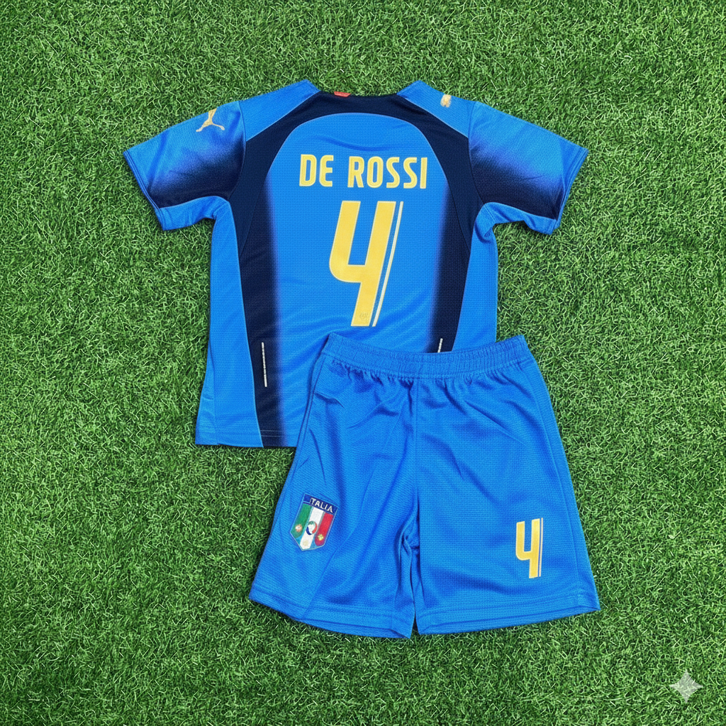 Italy World Cup 2006 Daniel De Rossi 4- Final Retro Kids Football Jersey Kinder