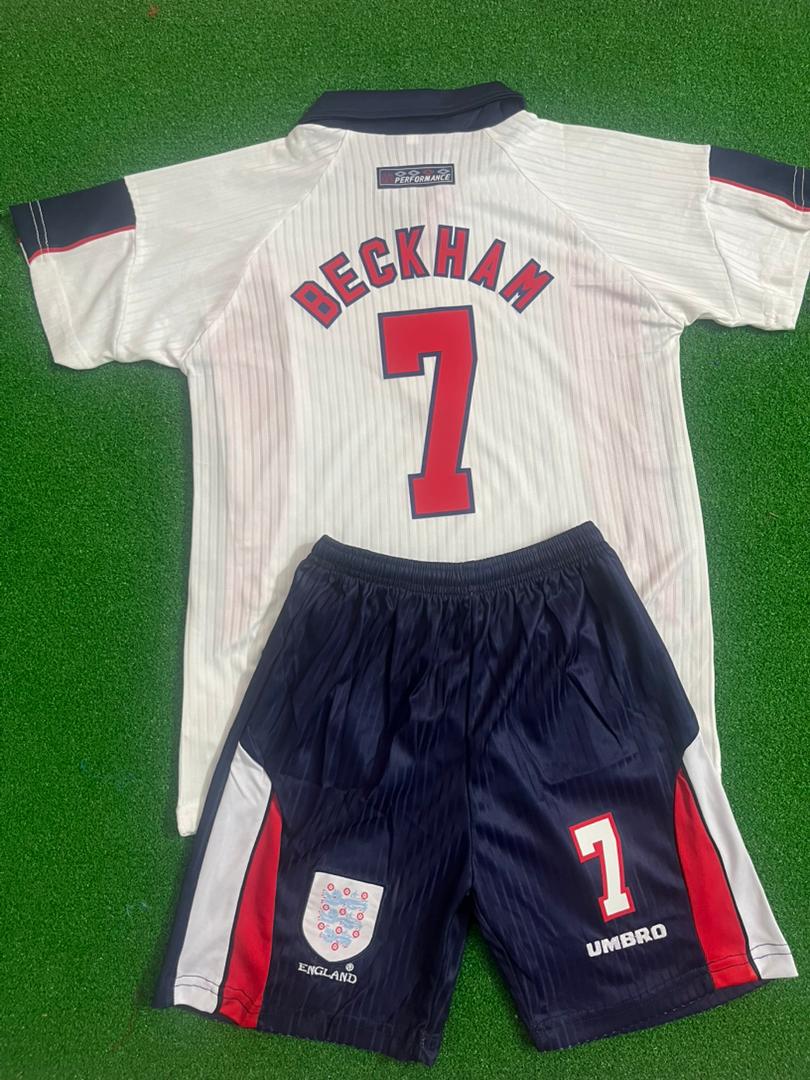 England World Cup 1998 David Beckham Home Kids Kit Kids Football Jersey Kit