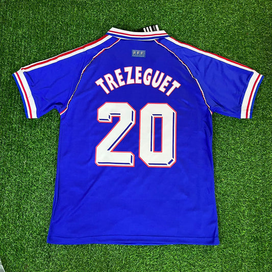 France David Trezeguet 1998 World Cup Retro Football Jersey Maillot Trikot Soccer Kit