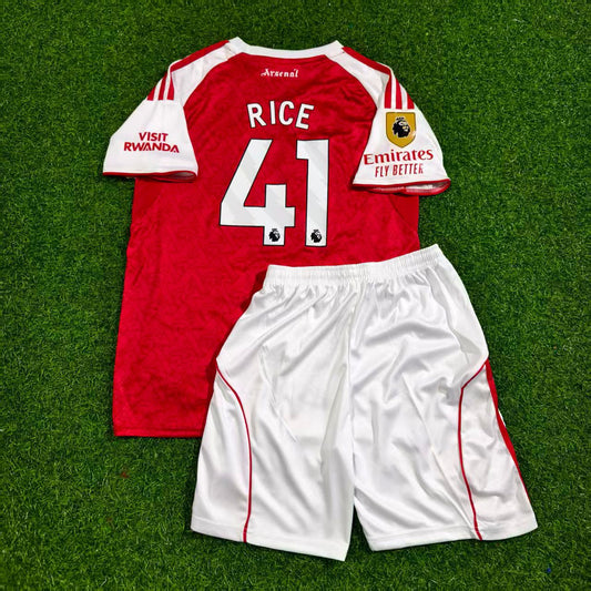 Declan Rice Arsenal Home Kids 2026 Football Jersey Kit Soccer