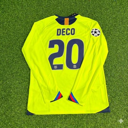Deco Barcelona 2005-2006 Yellow Green Retro Long Sleeve Football Jersey Kit