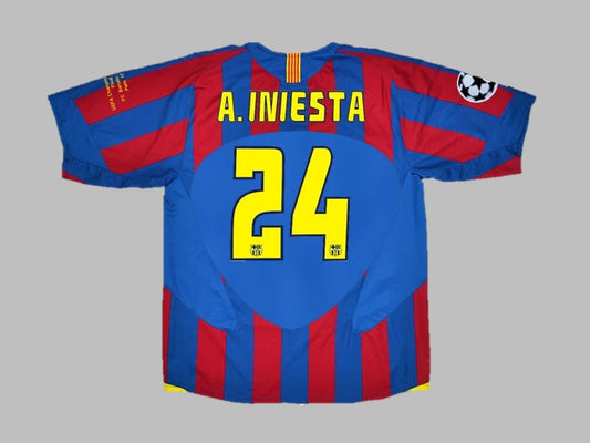 #24 Andreas Iniesta Barcelona 2006 Final Retro Football Jersey Soccer Kit