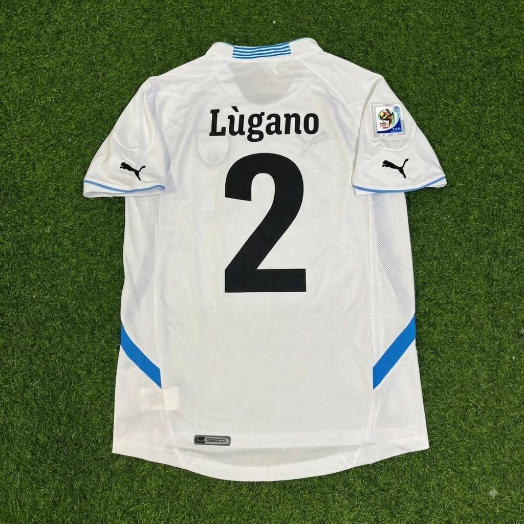 Diego Lugano Uruguay 2010 World Cup White Retro Football Jersey Paradise Edition