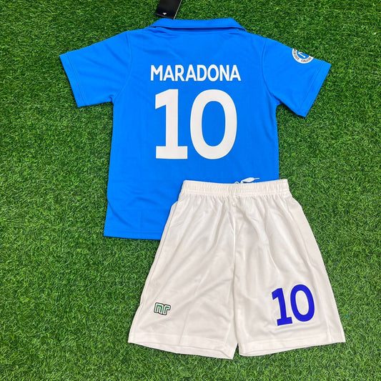 Diego Maradona Napoli Home Kids Kit Football Jersey Kit for Children
