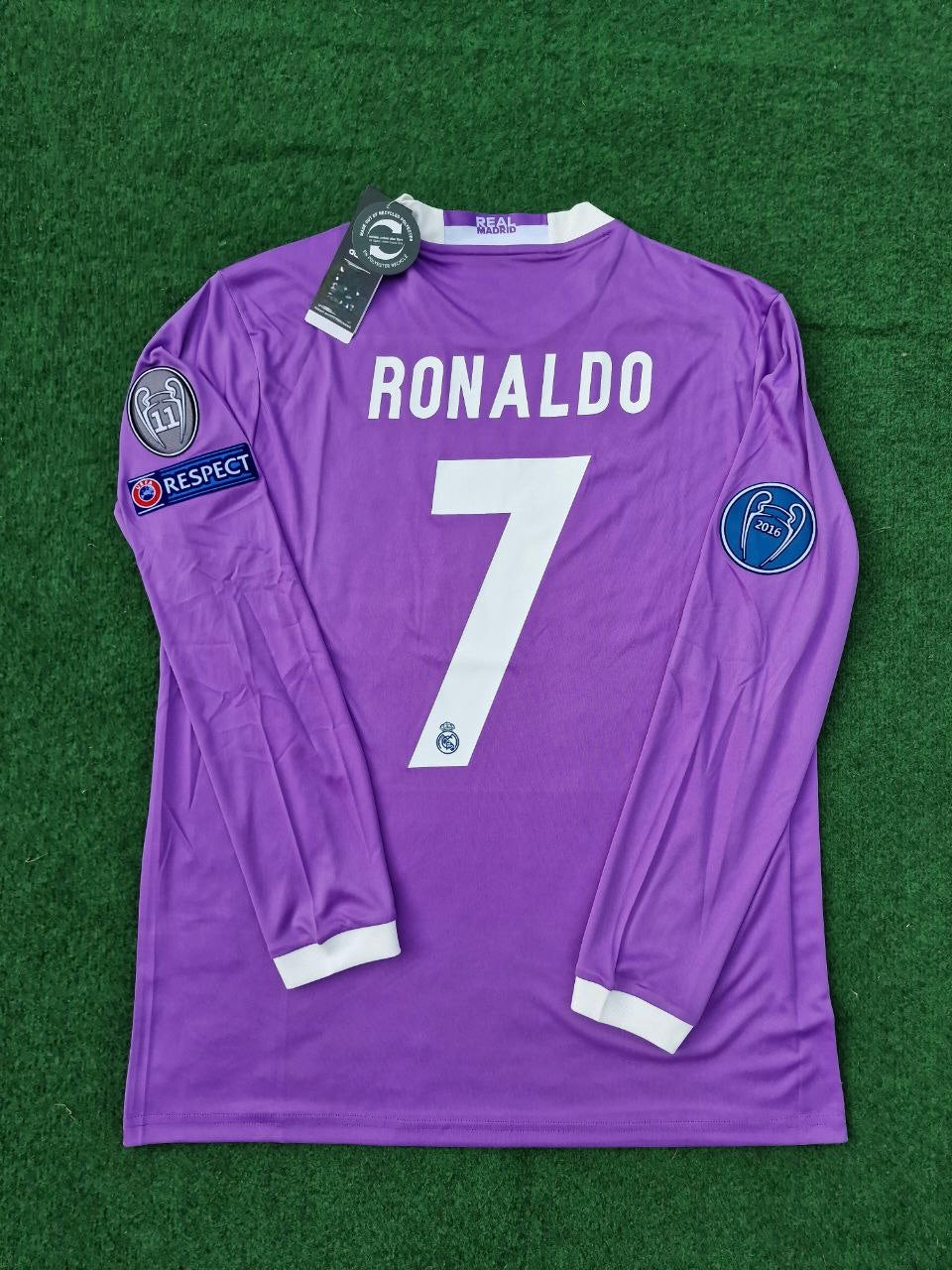 Cristiano Ronaldo 2017 CL Final Purple Retro Long Sleeve Football Jersey Paradise Edition