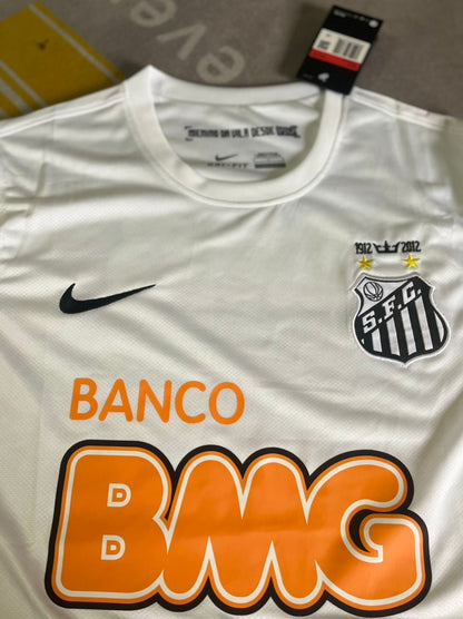 Santos FC Neymar Jr White Retro Long Sleeve Football Jersey Trikot