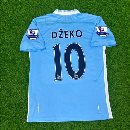 Edin Dzeko 10 Manchester City 2011/12 Home Kit Blue Retro Football Jersey