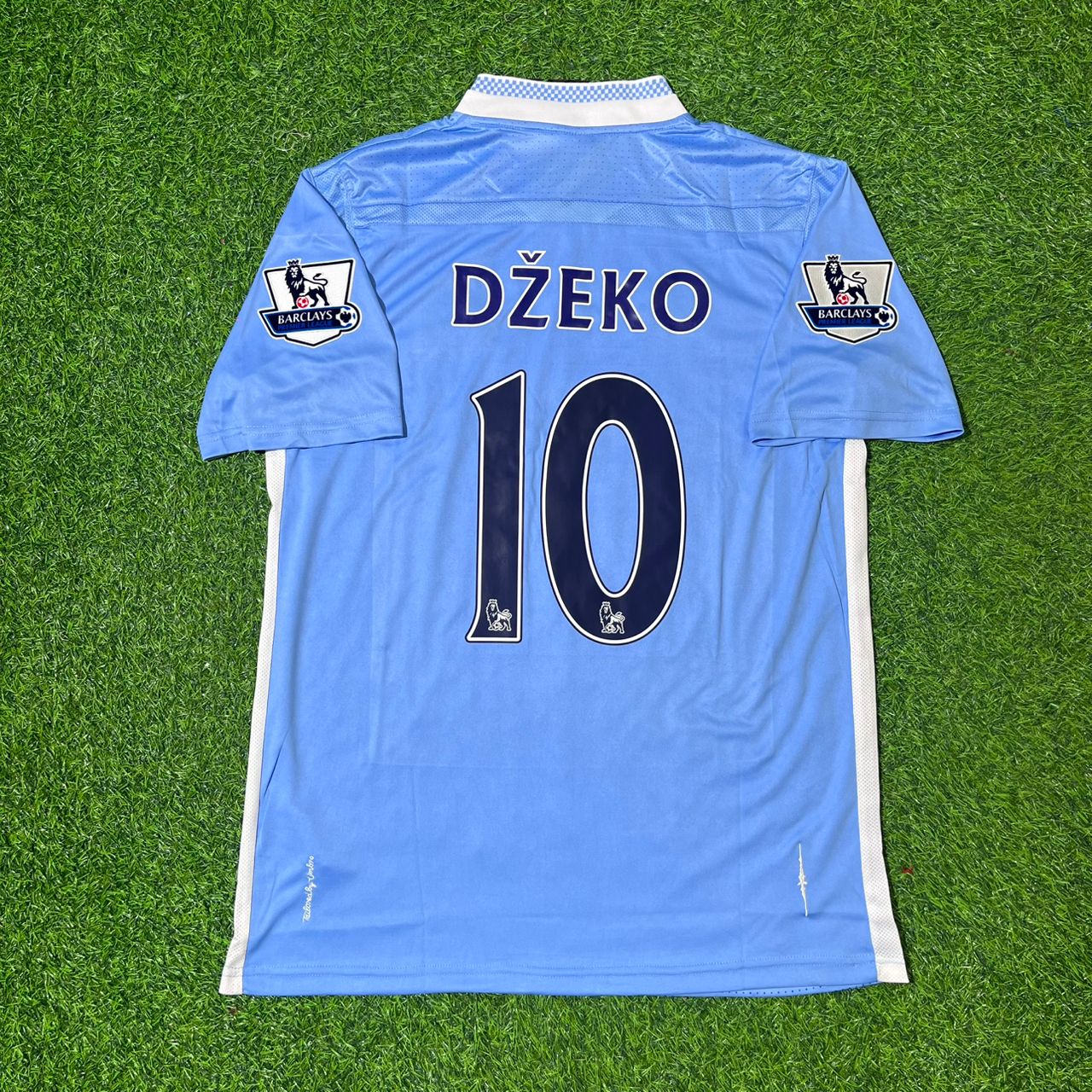 Edin Dzeko 10 Manchester City 2011/12 Home Kit Blue Retro Football Jersey