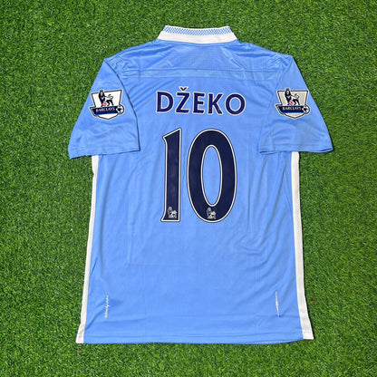 Edin Dzeko 10 Manchester City 2011/12 Home Kit Blue Retro Football Jersey