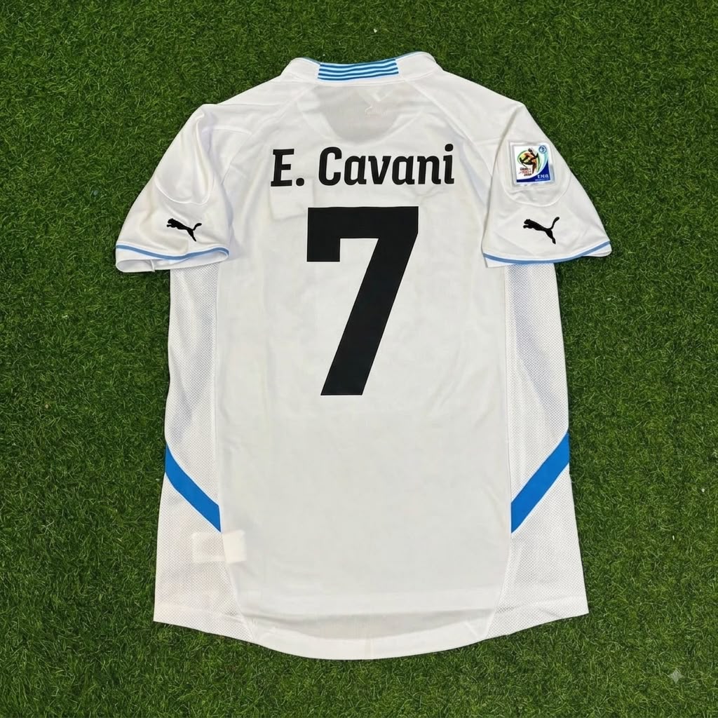 Edinson Cavani Uruguay 2010 World Cup White Retro Football Jersey Paradise Edition
