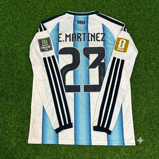 Argentina World Cup 2026 Emiliano Martinez Goalkeeper Home Patch Long Sleeve Football Jersey