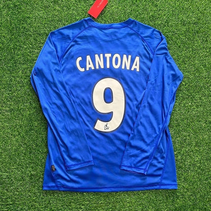 Auxerre Eric Cantona Blue Long Sleeve Retro Football Jersey
