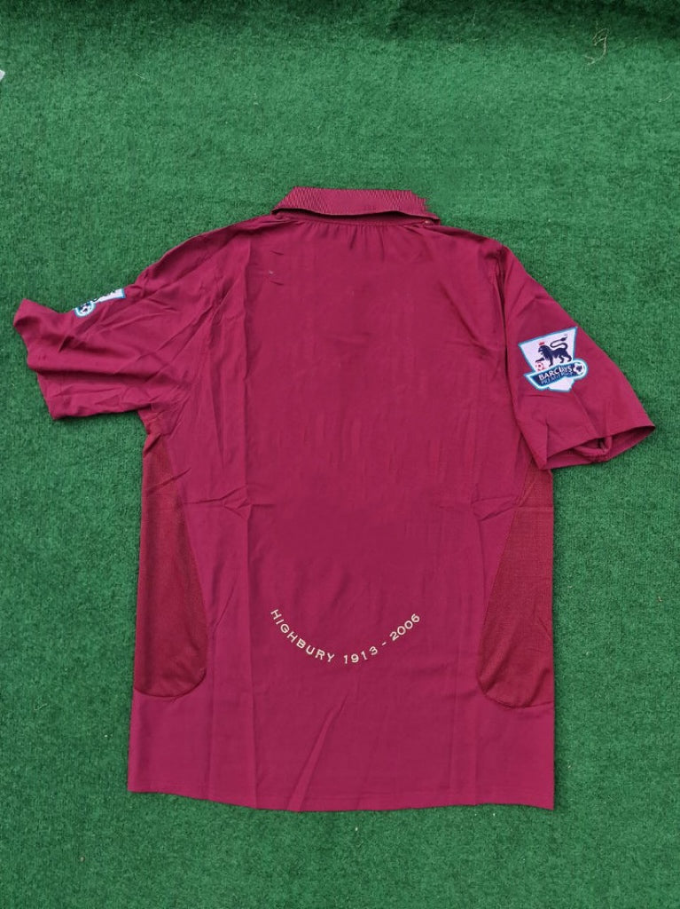 Arsenal 2006 Highbury Burguny Premier League Patch Retro Football Jersey Kit