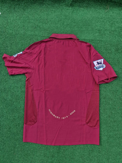 Arsenal 2006 Highbury Burguny Premier League Patch Retro Football Jersey Kit