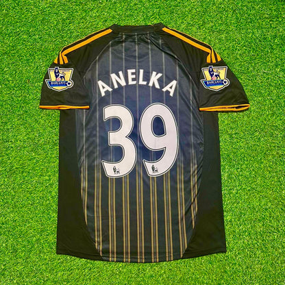 Nicolas Anelka #39 Chelsea 2010 2011 Away Retro Black Orange Football Jersey Kit