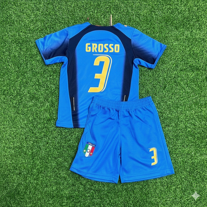 Italy World Cup 2006 Fabio Grosso 3- Final Retro Kids Football Jersey Kinder