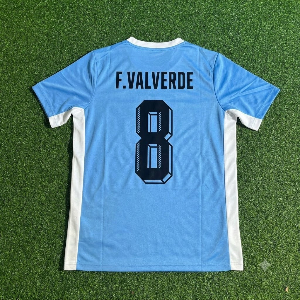 Federico Valverde #8 Uruguay World Cup Special Edition Blue Football Jersey Kit