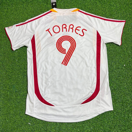 Spain World Cup 2006 Fernando Torres White Retro Football Jersey