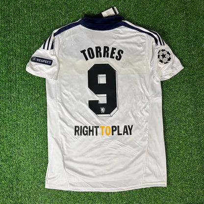 Fernando Torres 9 - Chelsea 2011 2012 Champions League White Yellow Retro Football Jersey
