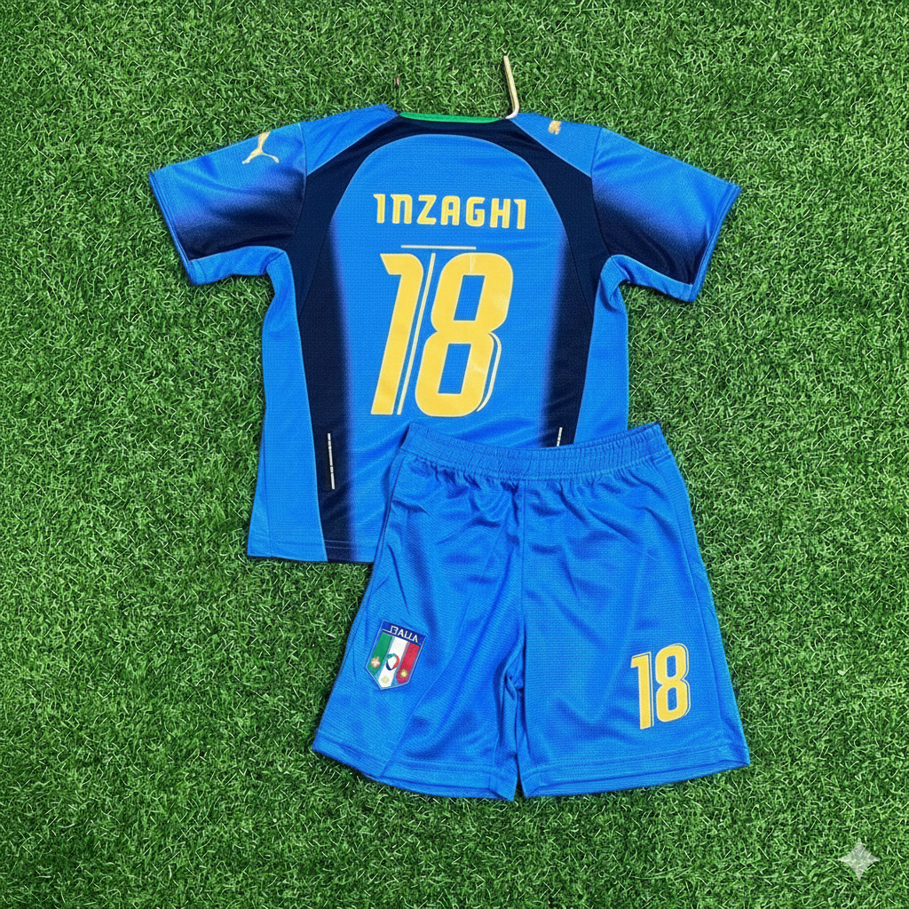 Italy World Cup 2006 Filippo Inzaghi 18- Final Retro Kids Football Jersey Kinder