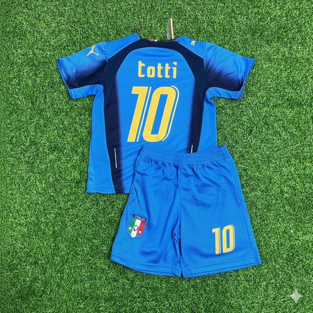 Italy World Cup 2006 Francesco Totti 10- Final Retro Kids Football Jersey Kinder