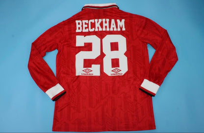 Manchester United 1992-1993 David Beckham Retro Long Sleeve Football Jersey