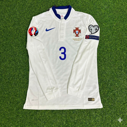 Portugal EURO 2016 Pepe White Long Sleeve Retro Football Jersey