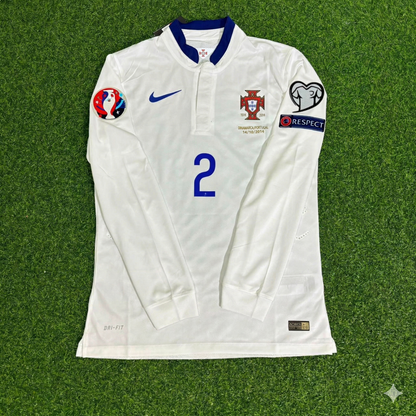 Portugal EURO 2016 Bruno Alves White Long Sleeve Retro Football Jersey