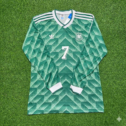Germany World Cup 1990 Pierre Littbarski Green Long Sleeve Football Jersey