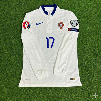 Portugal EURO 2016 Nani White Long Sleeve Retro Football Jersey