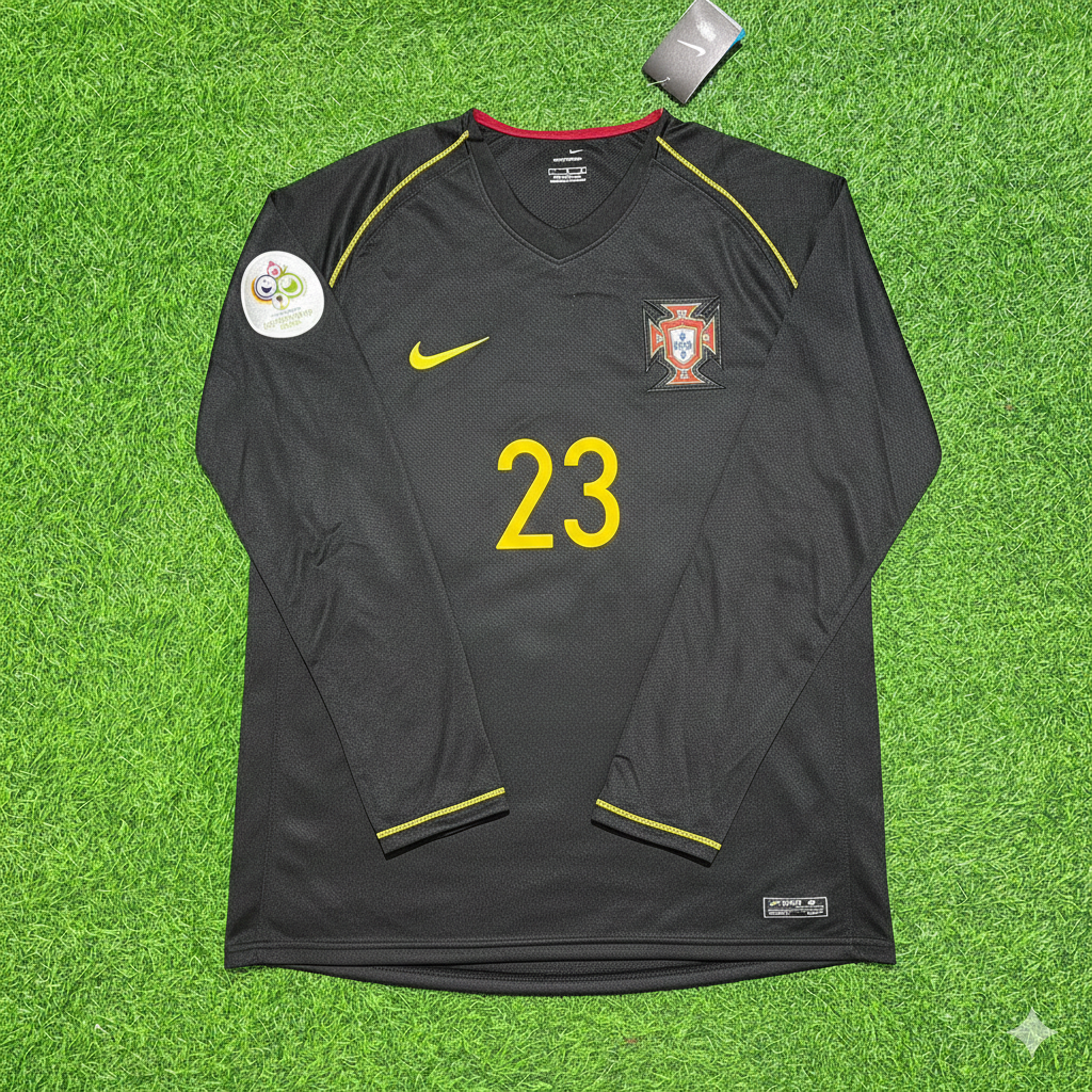 Portugal World Cup 2006 Helder Postiga Long Sleeve Black Retro Football Jersey