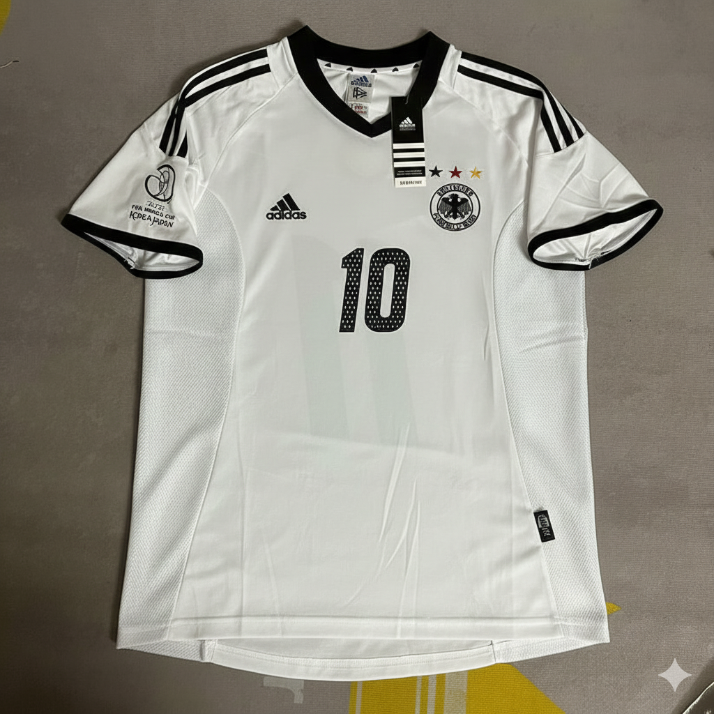 Germany World Cup 2002 Oliver Neuville Deutschland Japan Korea White Retro Football Jersey