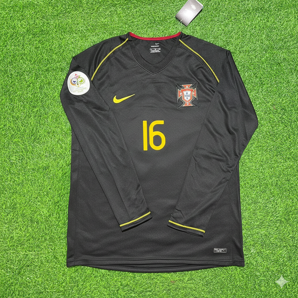 Portugal World Cup 2006 Ricardo Carvalho Long Sleeve Black Retro Football Jersey