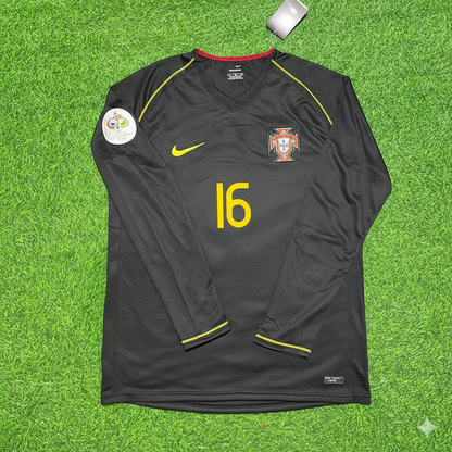 Portugal World Cup 2006 Ricardo Carvalho Long Sleeve Black Retro Football Jersey