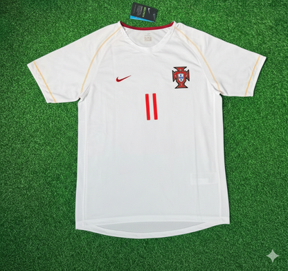 Sergio Conceiçáo Portugal 2002 Retro White Debut Football Jersey Kit