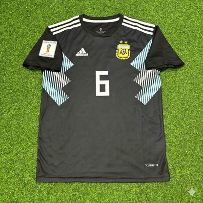 Argentina World Cup 2018 Federico Fazio Black Retro Football Jersey