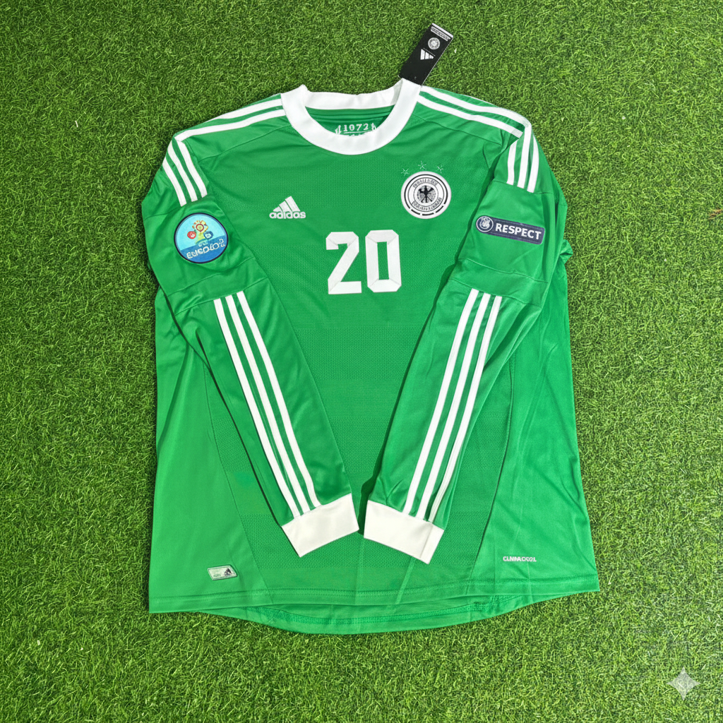 Germany EURO 2012 Jerome Boateng Long Sleeve Green Retro Football Jersey