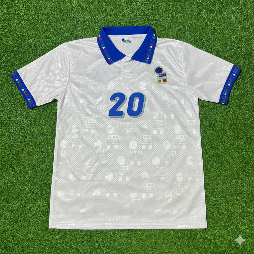 Italy World Cup 1994 Giuseppe Signori White Retro Football Jersey Kit