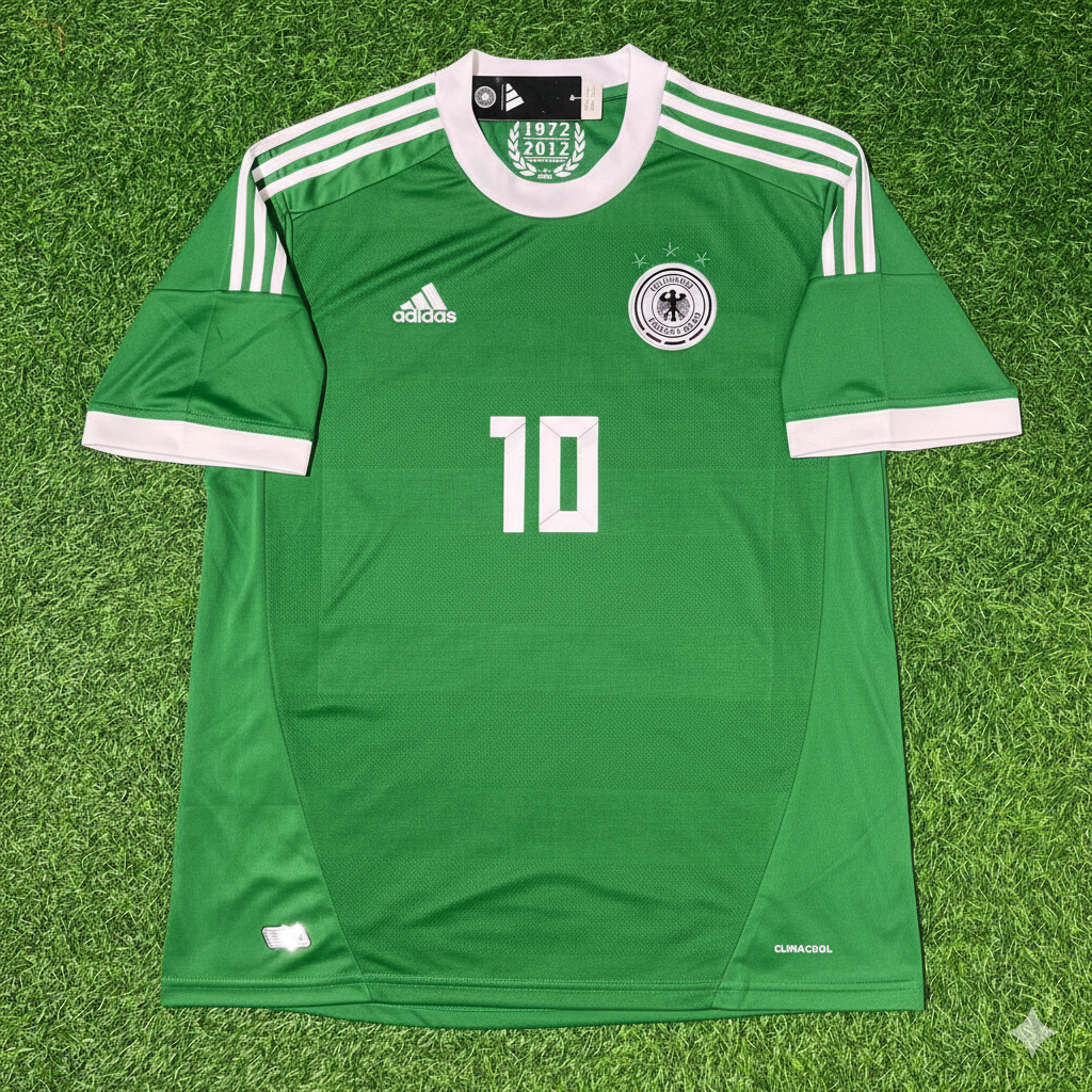 Germany EURO 2012 Lukas Podolski Green Retro Football Jersey
