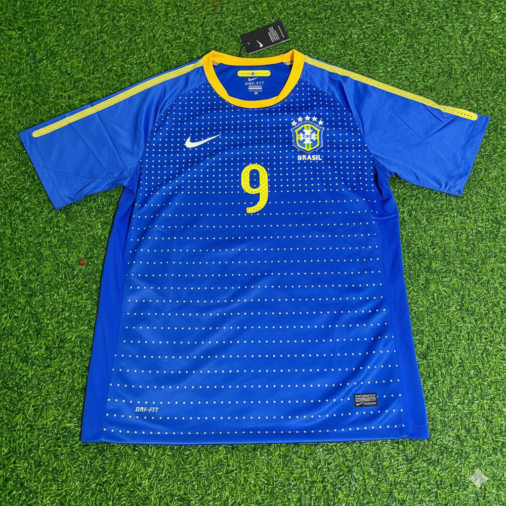Brazil World Cup 2010 Ronaldo Nazario Retro Blue Football Jersey