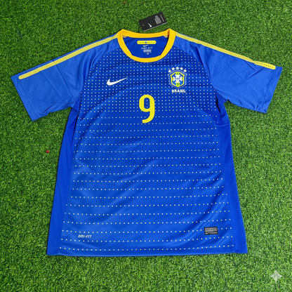 Brazil World Cup 2010 Ronaldo Nazario Retro Blue Football Jersey