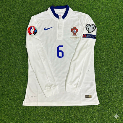 Portugal EURO 2016 Ricardo Carvalho White Long Sleeve Retro Football Jersey