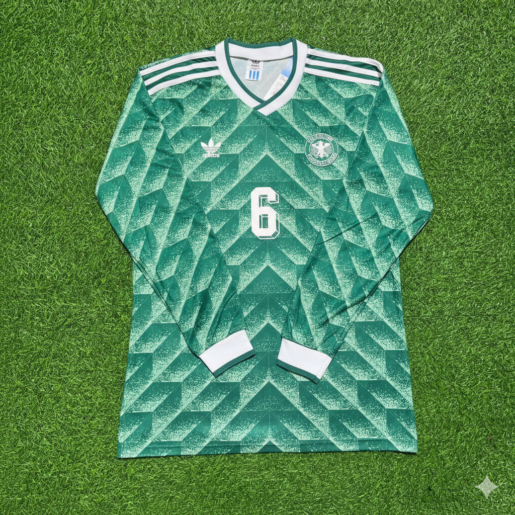 Germany World Cup 1990 Guido Buchwald Green Long Sleeve Football Jersey