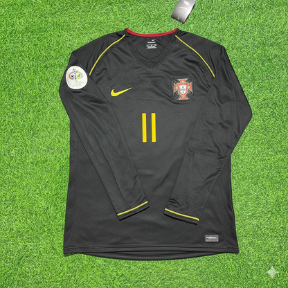 Portugal World Cup 2006 Simão Sabrosa Long Sleeve Black Retro Football Jersey
