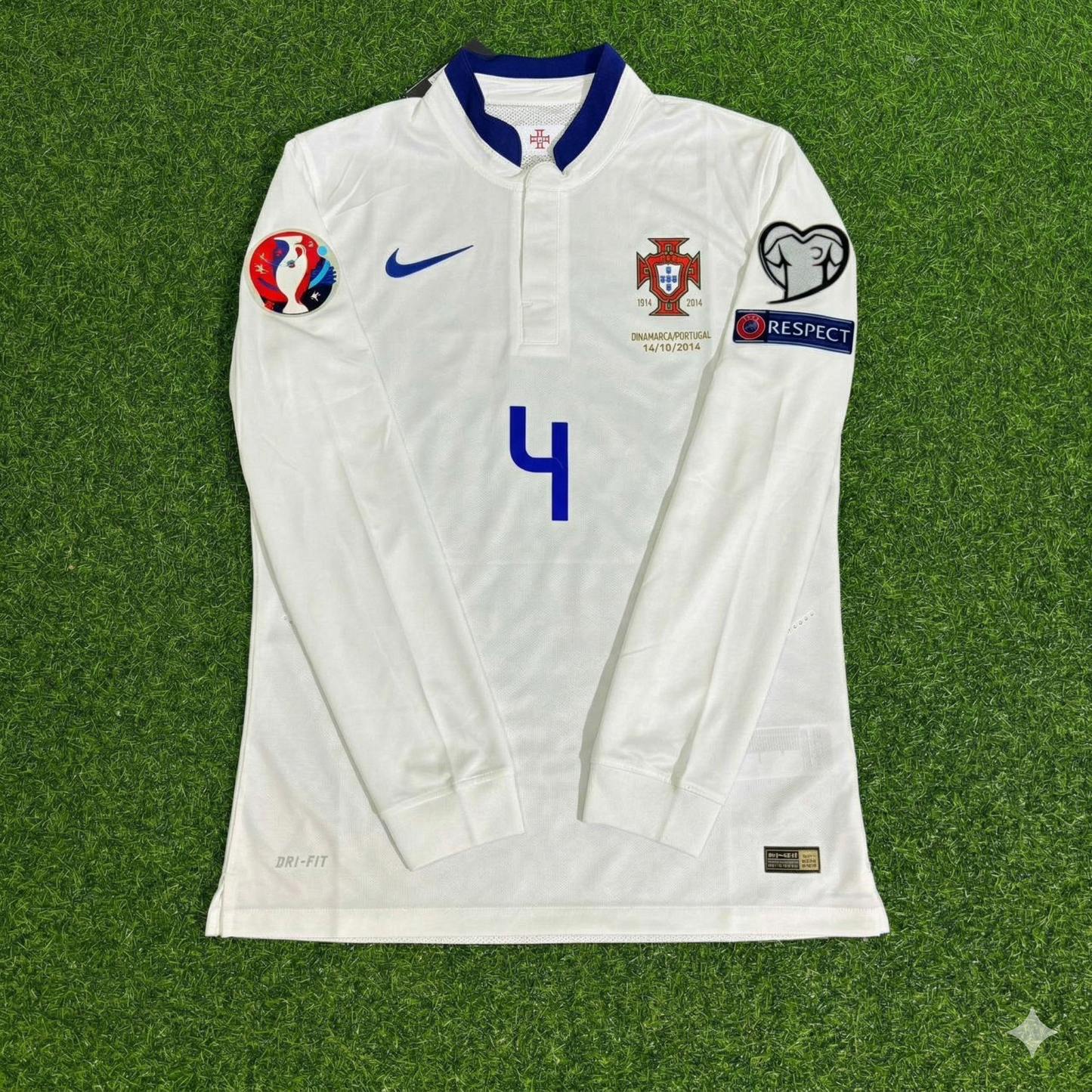Portugal EURO 2016 Jose Fonte White Long Sleeve Retro Football Jersey
