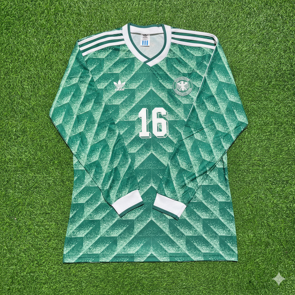 Germany World Cup 1990 Paul Steiner Green Long Sleeve Football Jersey