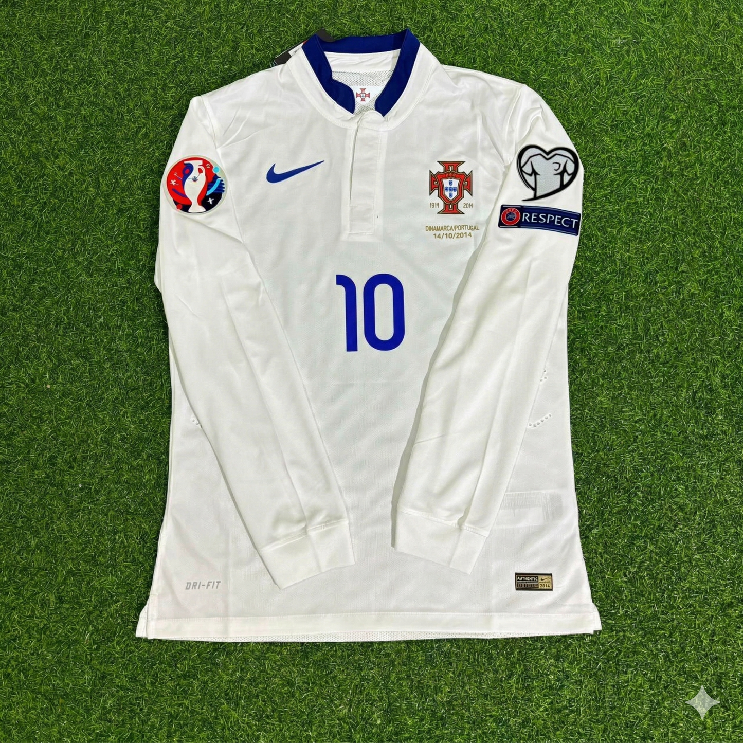 Portugal EURO 2016 Joao Mario White Long Sleeve Retro Football Jersey